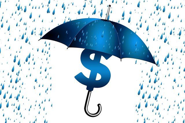 blue umbrella in the rain with a dollar sign under it, insurance cost versus price, cost versus price, insurance cost, insurance price